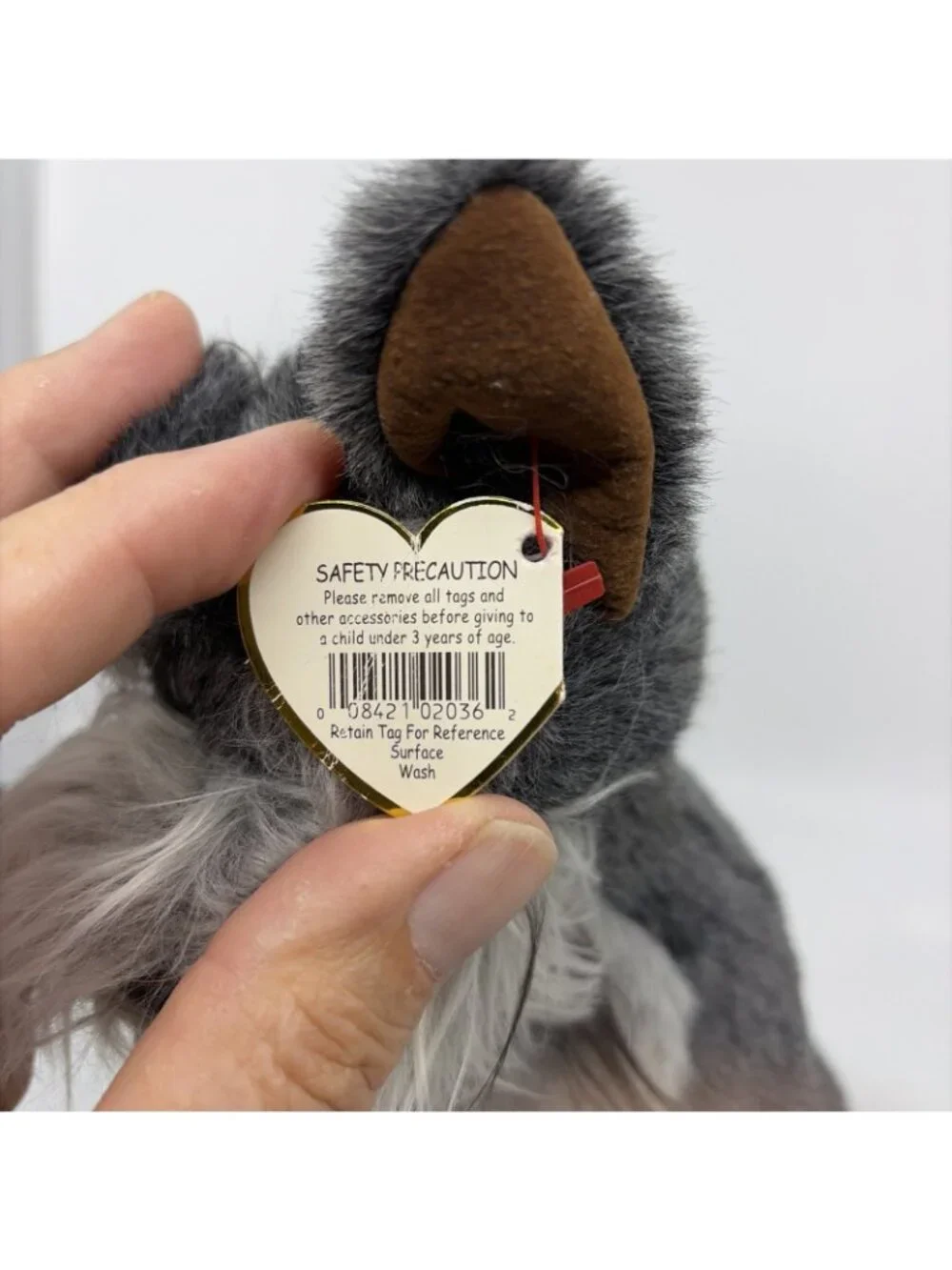 TY Max The Schnauzer Plush Dog 11” Gray White Retired 2000 w/ Original Tags